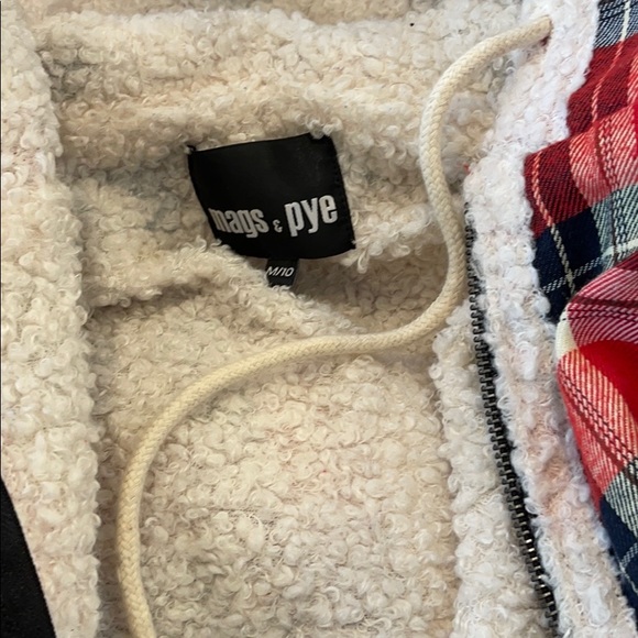 Mags & pye red plaid Sherpa wool zip hoodie jacket - Picture 4 of 4